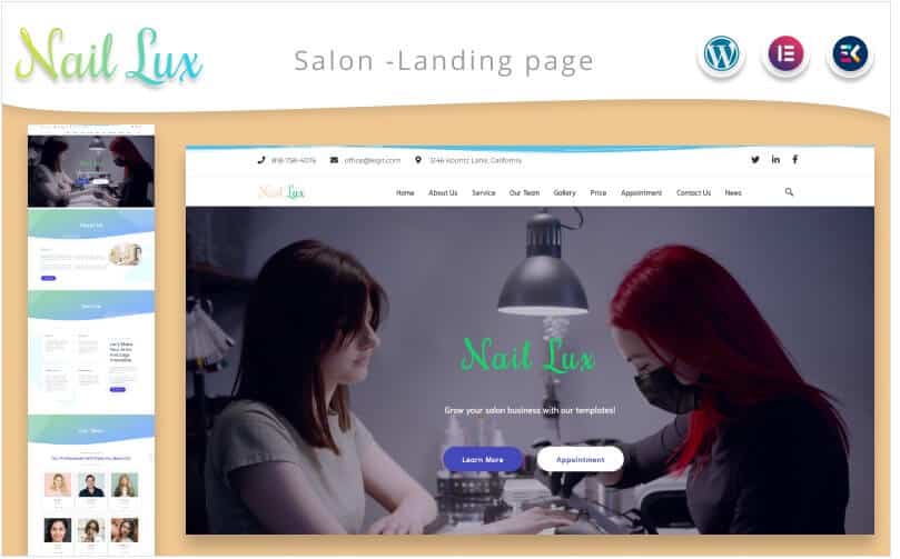 Nail Lux - Manicure Salon Landing Page Wordpress Theme Nail lux - manicure salon landing page wordpress theme