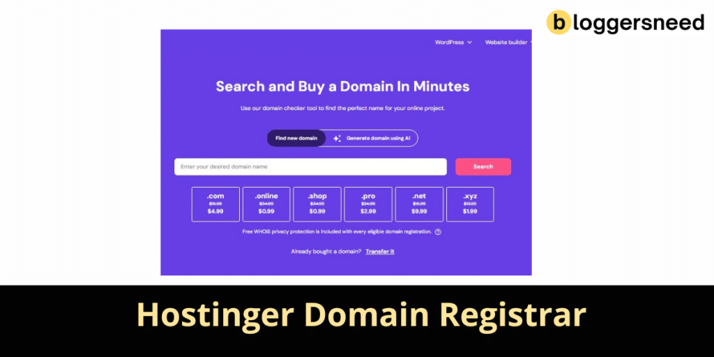 Hostinger domain registration