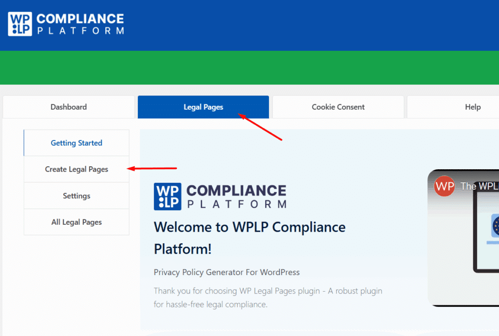 Create legal pages using wpl
