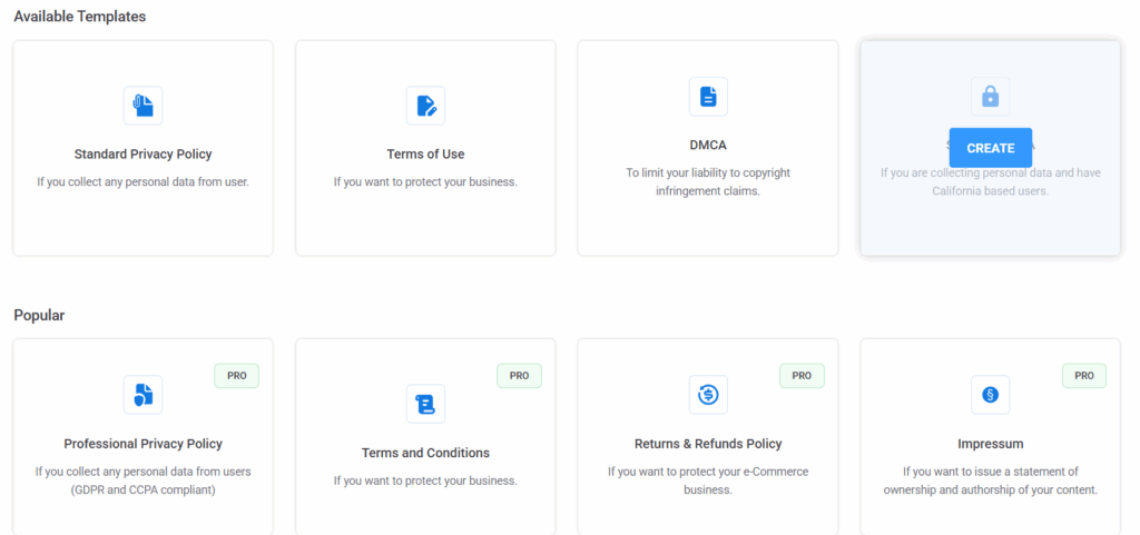 Wp legal templates