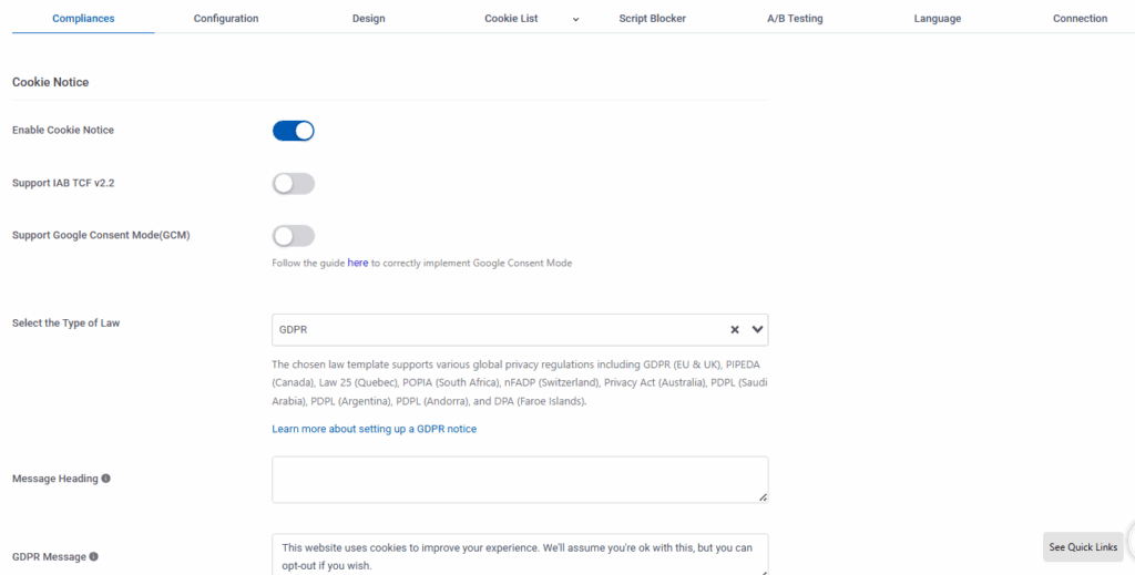 Wp legal pages cookie settings