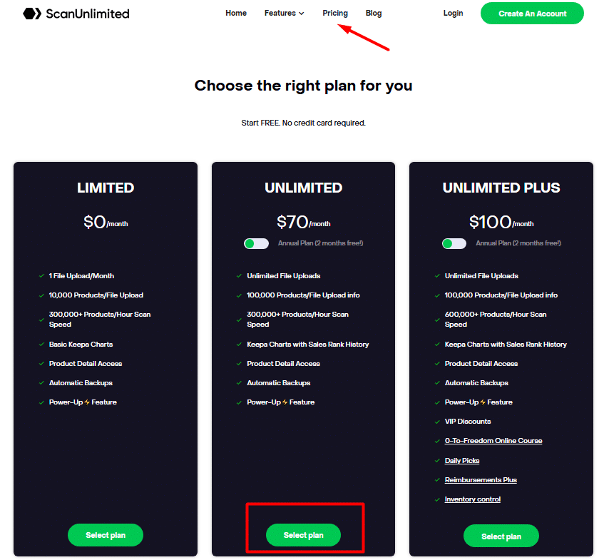 Scan unlimited plans pricing